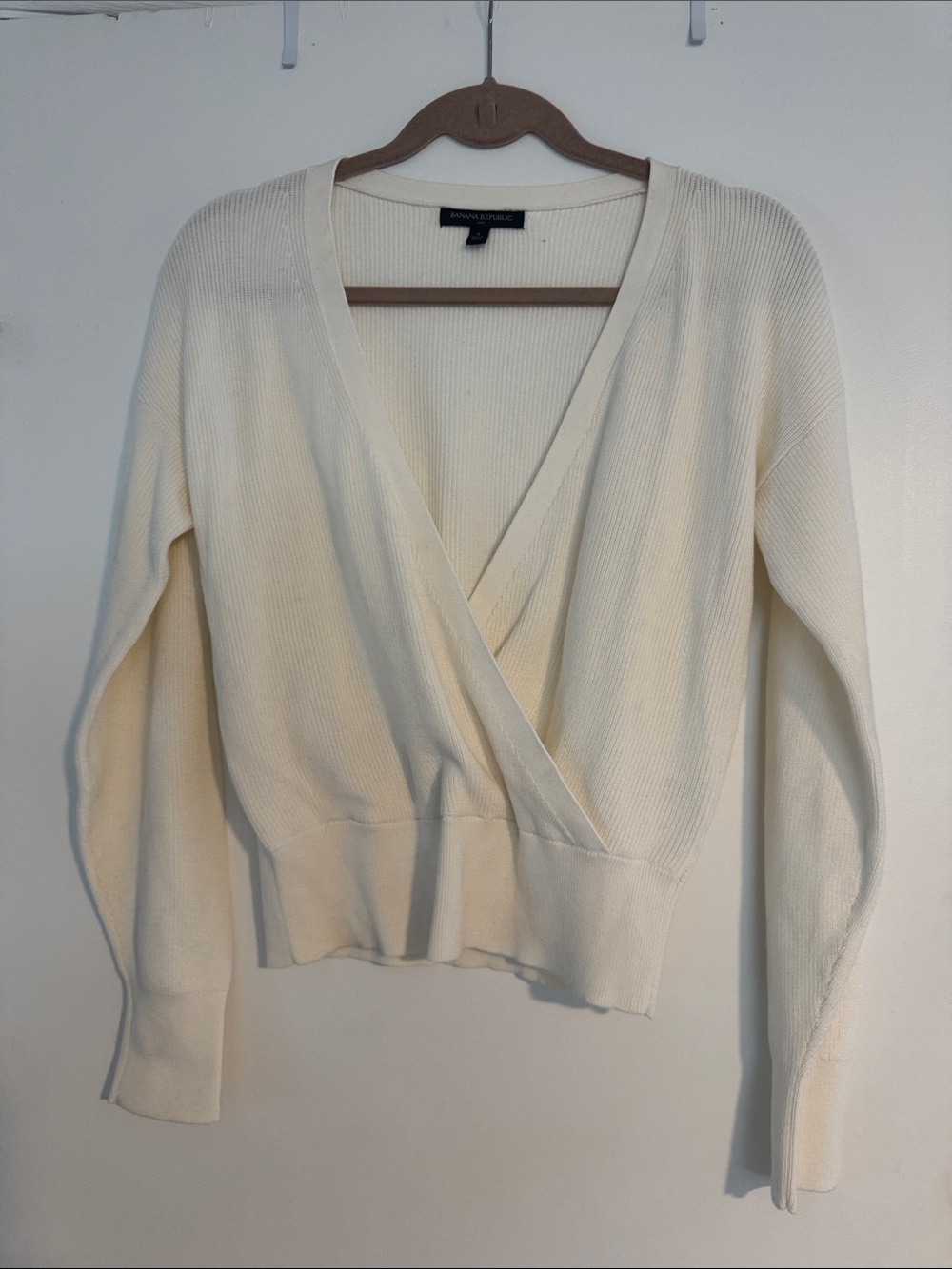 Banana Republic Cream V-Neck Wrap Sweater